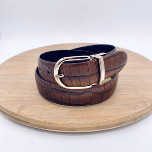 Vintage Lauren Ralph Lauren Belt Womens 34 Brown Full Grain Leather Retro USA